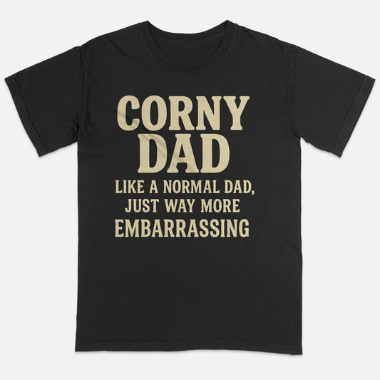 Corny Dad Like Normal Dad Shirt - Funny Dad Joke Shirt - Soft Cotton Black Tee - Up To 5XL