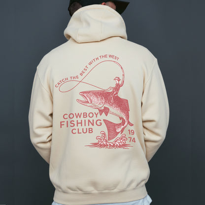 Cowboy Fishing Club Hoodie – Western Fishing Hoodie, Vintage Rodeo Fisherman Hooded Sweatshirt, Angler Gift