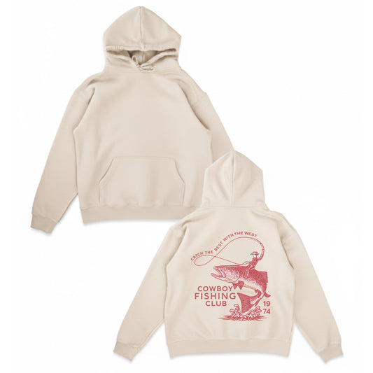 Cowboy Fishing Club Hoodie – Western Fishing Hoodie, Vintage Rodeo Fisherman Hooded Sweatshirt, Angler Gift