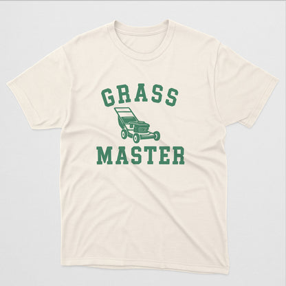Grass Master T-Shirt – Funny Lawn Care Mowing Tee  – Natural - Up To 5XL