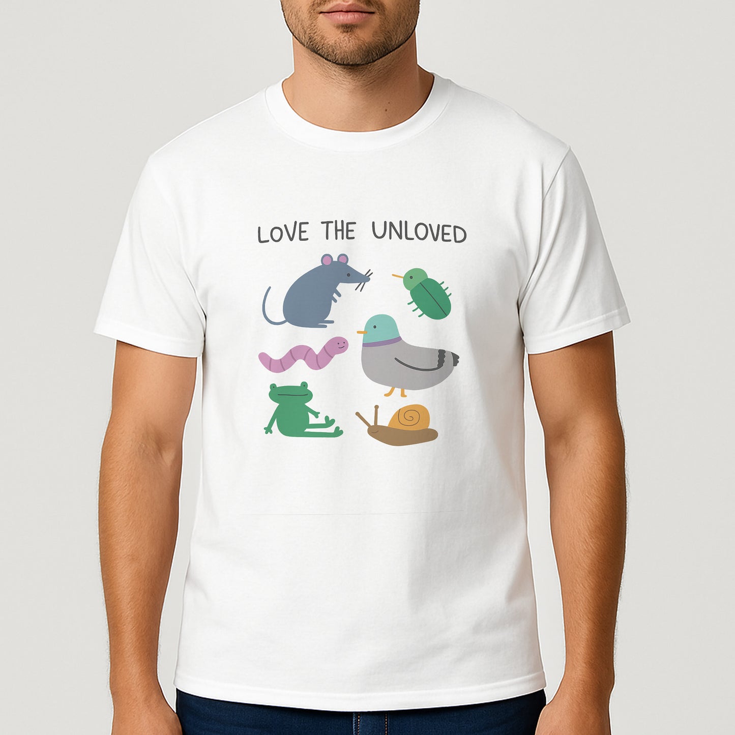 Love The Unloved Cute Animal T-Shirt – Funny Wholesome Creatures Tee- White - Up To 5XL