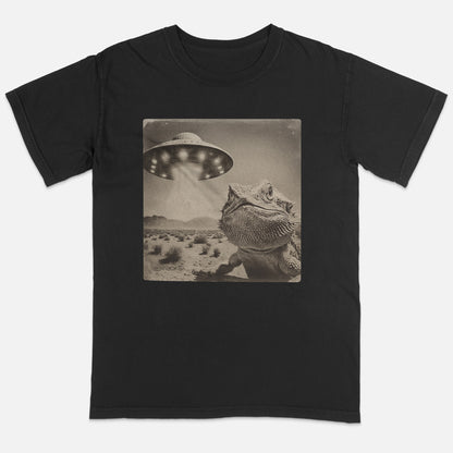 Bearded Dragon UFO Abduction Shirt – Funny Alien Desert Lizard Tee - Black - Up To 5XL