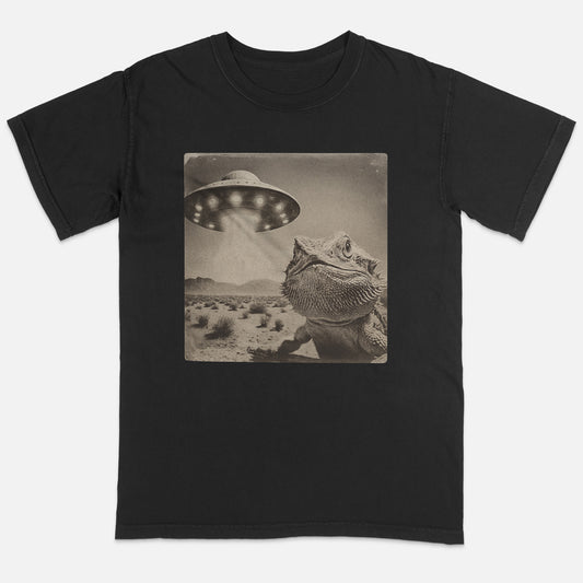 Bearded Dragon UFO Abduction Shirt – Funny Alien Desert Lizard Tee - Black - Up To 5XL