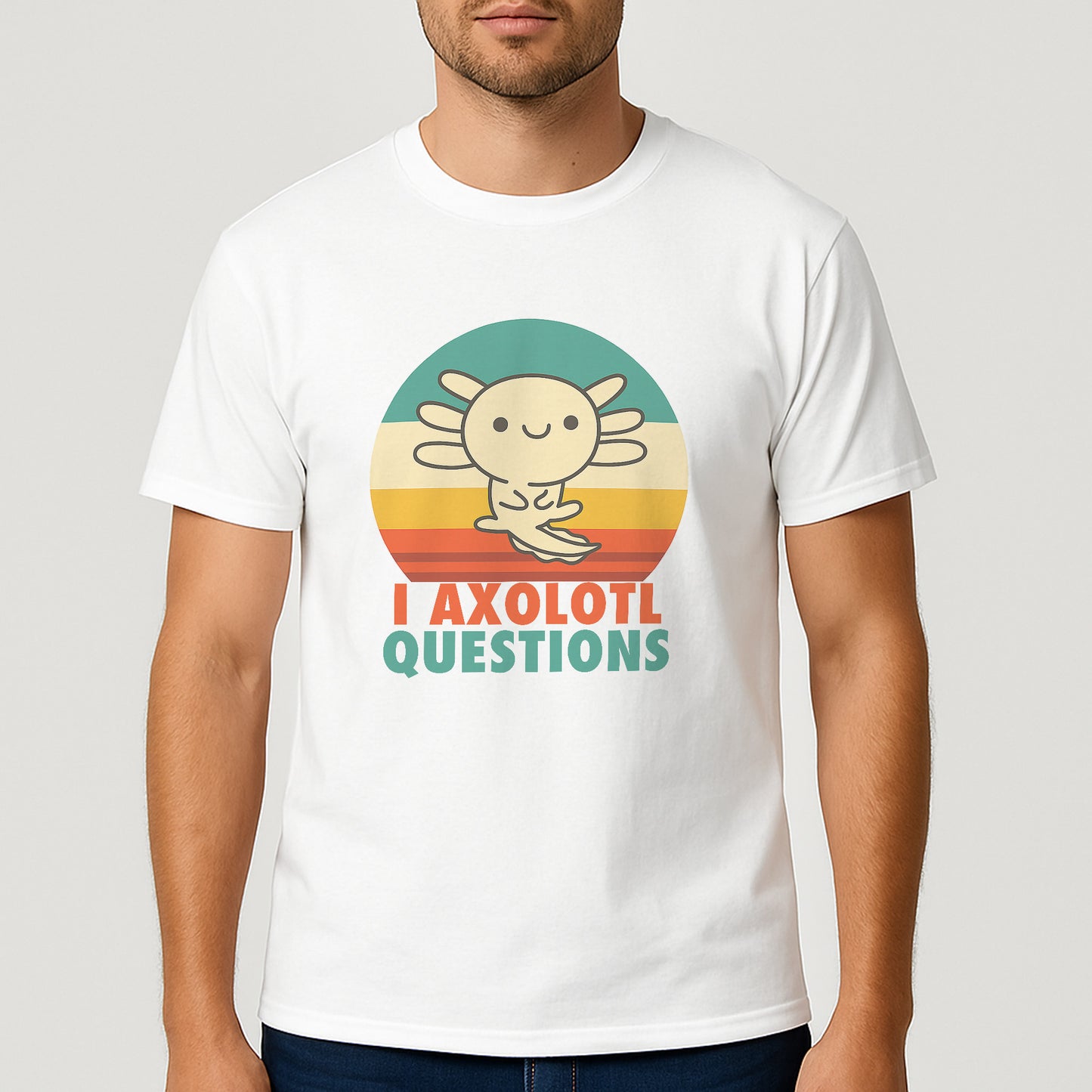 I Axolotl Questions Funny Axolotl T-Shirt – Cute Retro Animal Tee - White - Up To 5XL