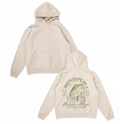 Jesus Made Me a Fisher of Man Hoodie – Christian Fishing Hoodie, Mark 1:17 Bible Verse Hoodie, Faith Fisherman Gift