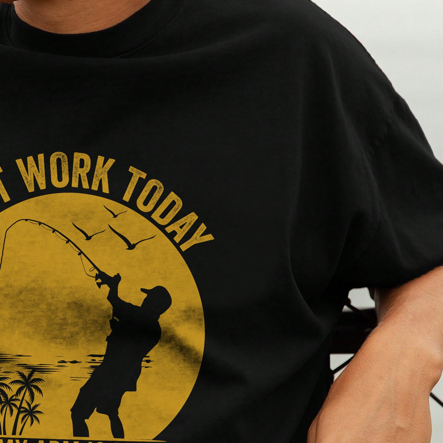Funny Fishing Shirt - Can’t Work Today My Arm is in a Cast Tee - Sarcastic Angler Gift – Black – Up To 5XL