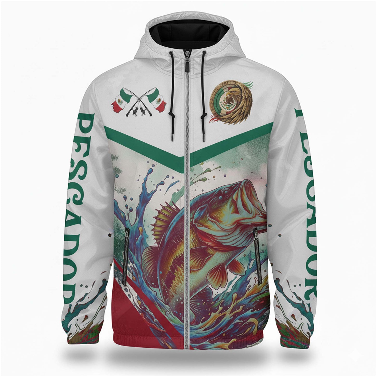 Mexican Pescador Fishing Jacket – Mexico Flag Bass Windbreaker for Proud Fishermen