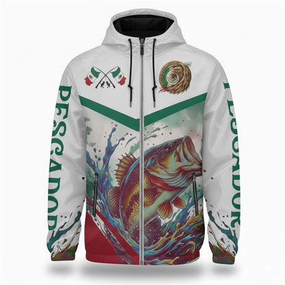 Mexican Pescador Fishing Jacket – Mexico Flag Bass Windbreaker for Proud Fishermen