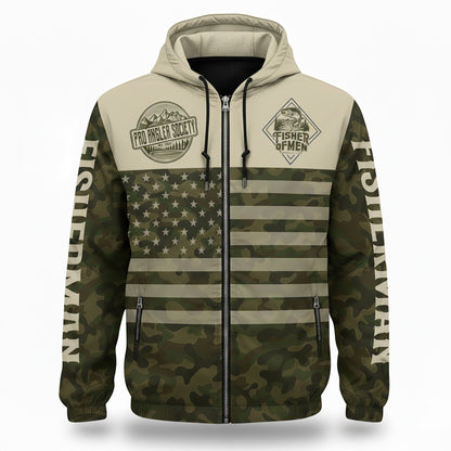 Fisher of Men Christian Camo Windbreaker Jacket – Matthew 4:19 Fishing Faith Outerwear