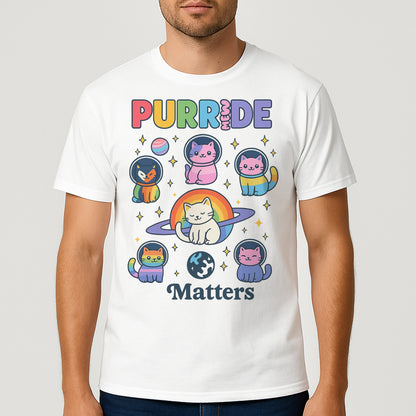 Purride T-Shirt – Cute LGBT Pride Cat Shirt – White - Up To 5XL