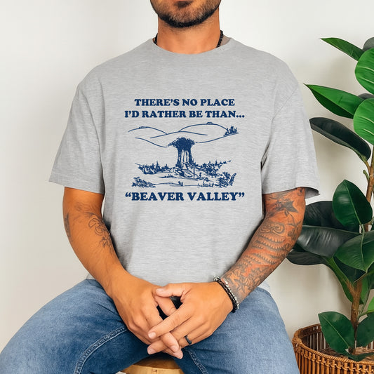 Funny Beaver Valley T-Shirt – Retro Nature Camping Humor Tee for Men – Sport Grey - Up To 5XL