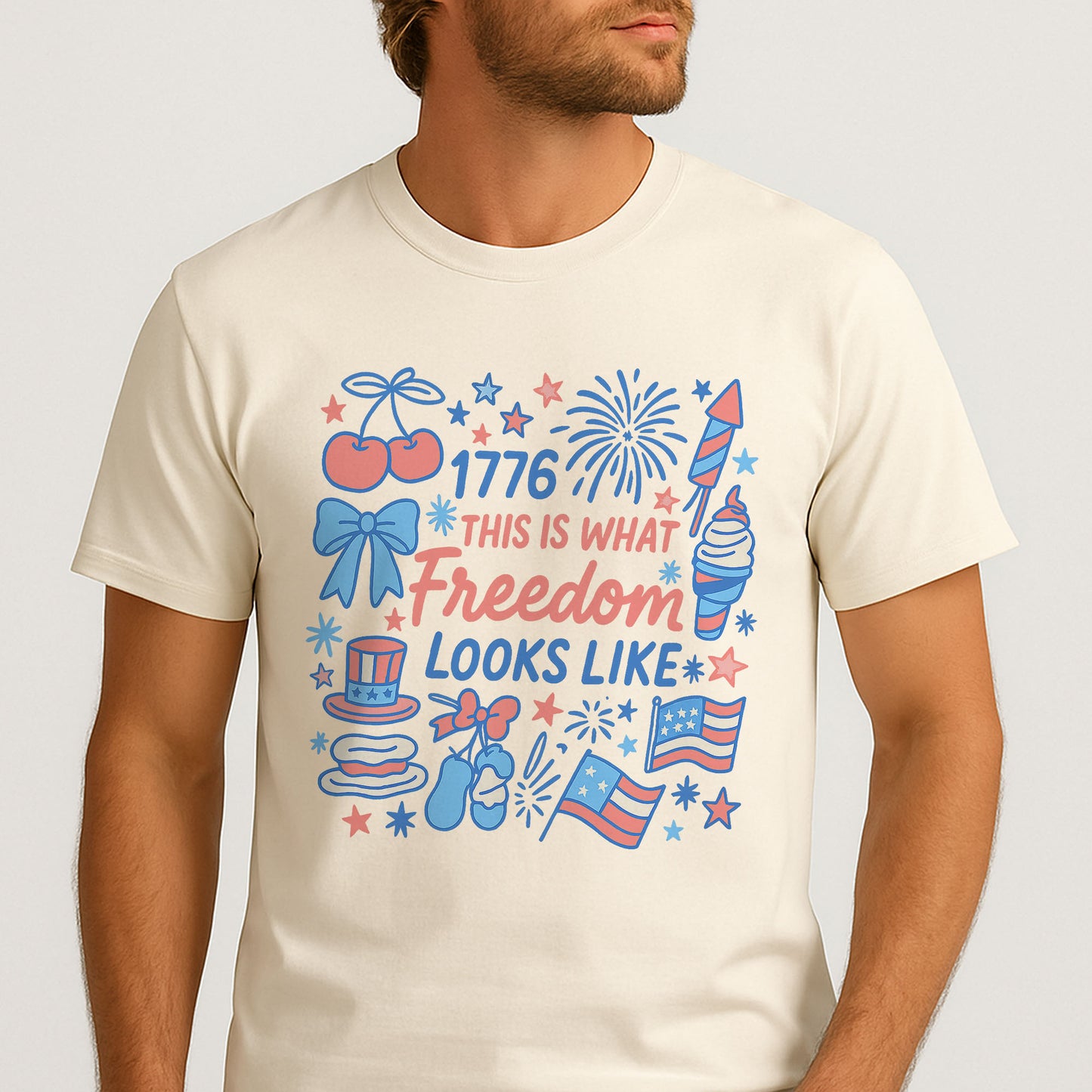 This Is What Freedom Looks Like T-Shirt – Cute 1776 Patriotic 4th of July Tee – Natural Tee - Up To 5X