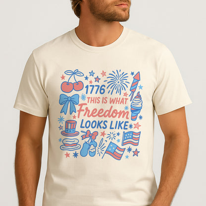 This Is What Freedom Looks Like T-Shirt – Cute 1776 Patriotic 4th of July Tee – Natural Tee - Up To 5X