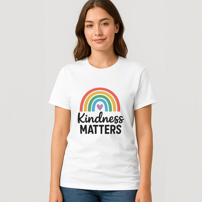 Kindness Matters T-Shirt – Positive Rainbow LGBT Shirt – White - Up To 5XL