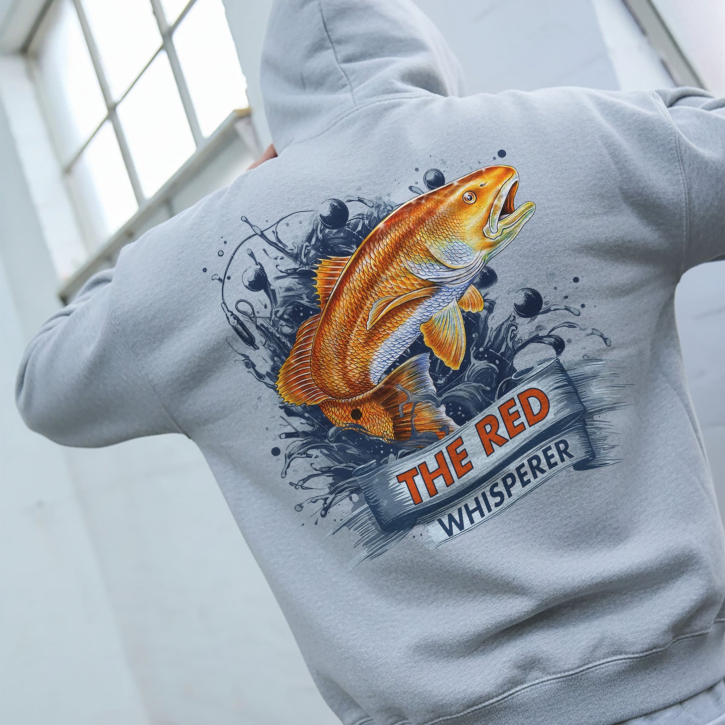 “The Red Whisperer” Fleece Pullover Hoodie – Saltwater Fishing Hoodie for Anglers