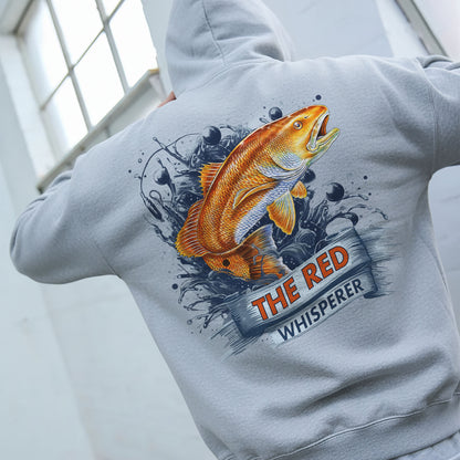 “The Red Whisperer” Fleece Pullover Hoodie – Saltwater Fishing Hoodie for Anglers