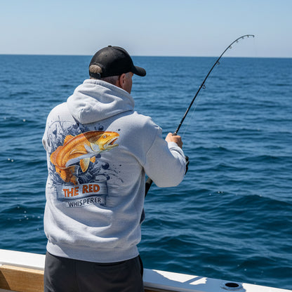 “The Red Whisperer” Fleece Pullover Hoodie – Saltwater Fishing Hoodie for Anglers