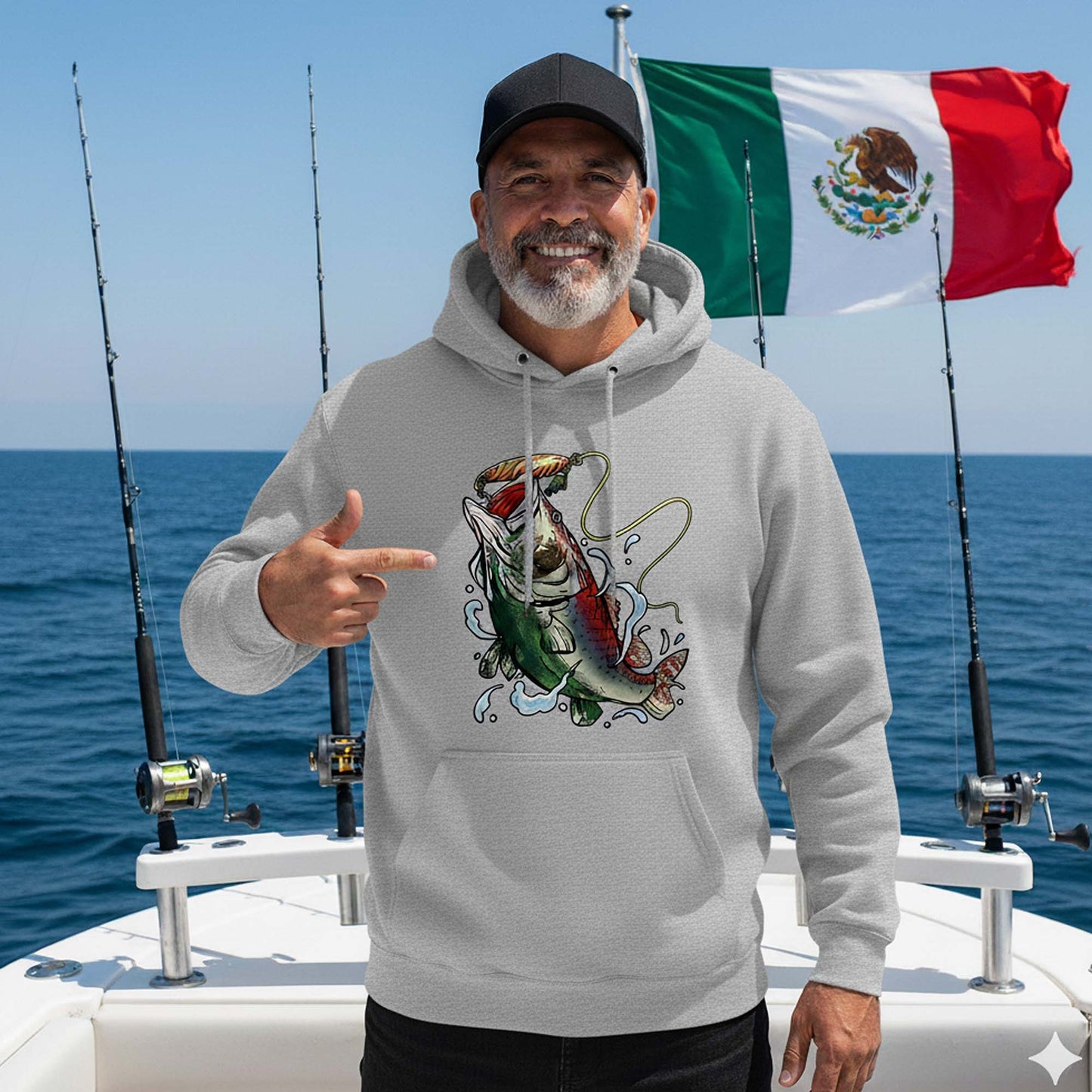 Mexican Fisherman Premium Fleece Hoodie – Mexico Flag Bass Fishing Pullover