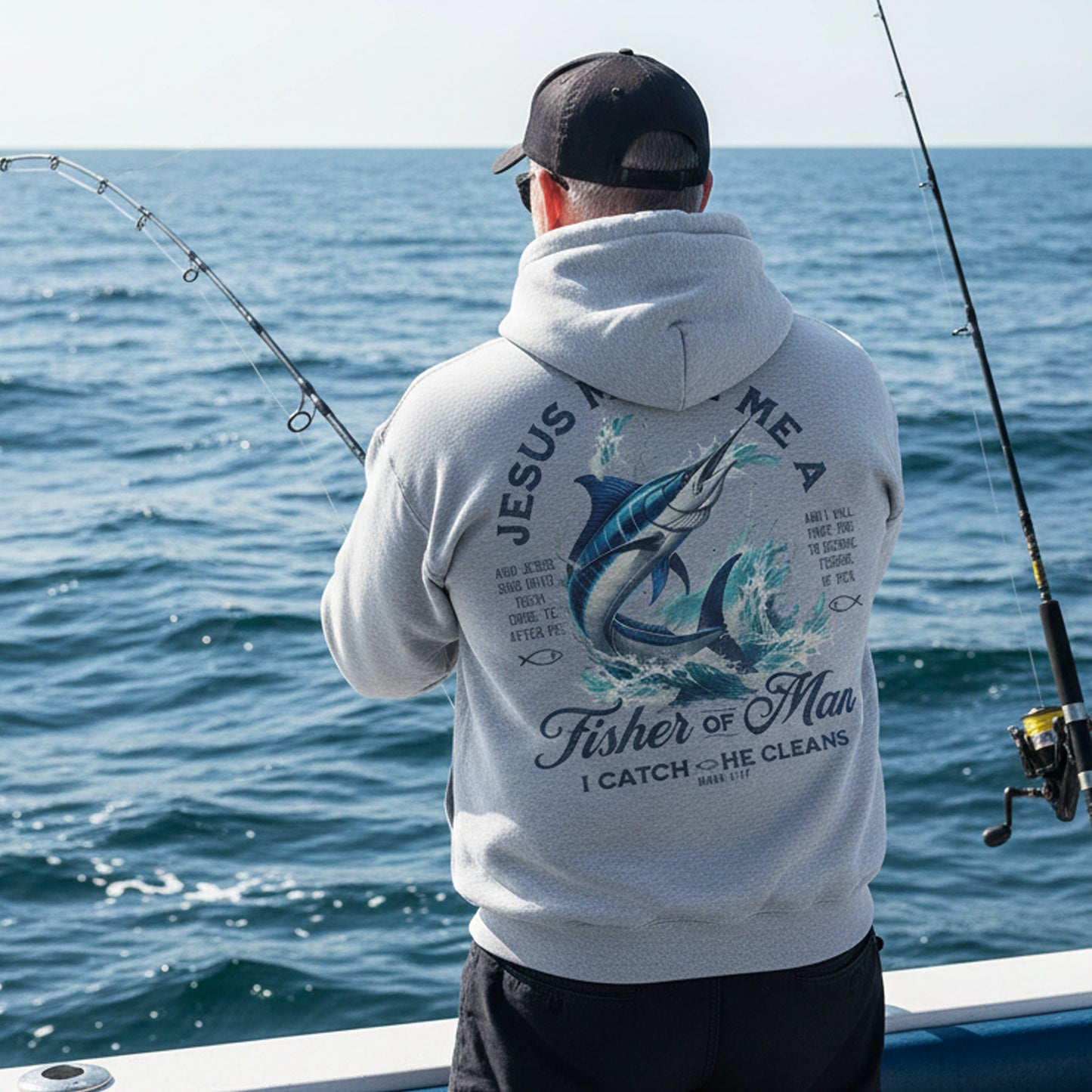 Jesus Made Me a Fisher of Man Hoodie – Christian Fishing Hoodie for Men