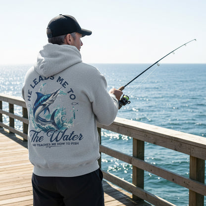 He Leads Me To The Water Hoodie – Christian Fishing Hoodie for Men