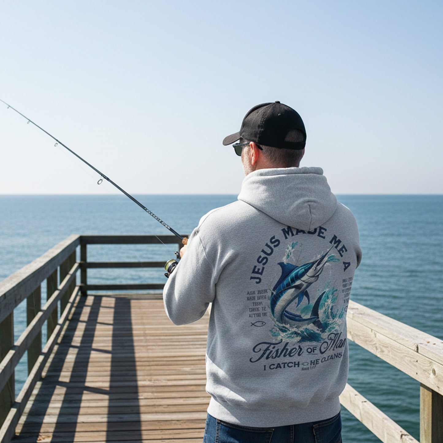 Jesus Made Me a Fisher of Man Hoodie – Christian Fishing Hoodie for Men