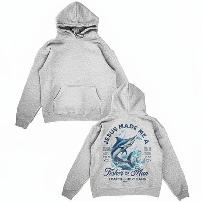 Jesus Made Me a Fisher of Man Hoodie – Christian Fishing Hoodie for Men