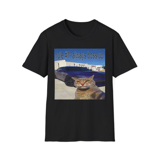 Rule 1 Always Boss Up - Funny Cat T-Shirt for Men