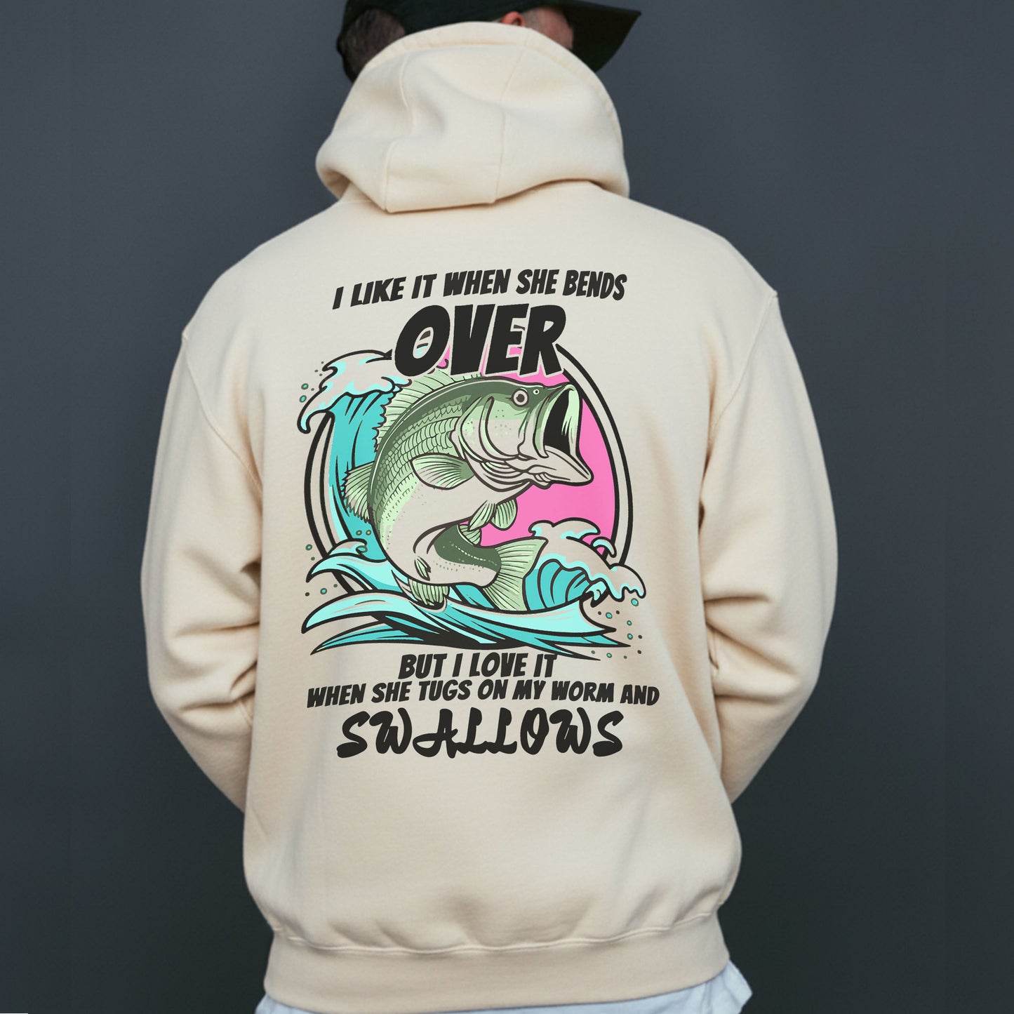 Funny Fishing Hoodie – I Like It When She Bends Over Swallows Hoodie, Bass Fishing Humor, Fisherman Gift