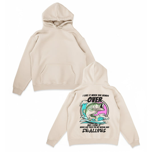 Funny Fishing Hoodie – I Like It When She Bends Over Swallows Hoodie, Bass Fishing Humor, Fisherman Gift