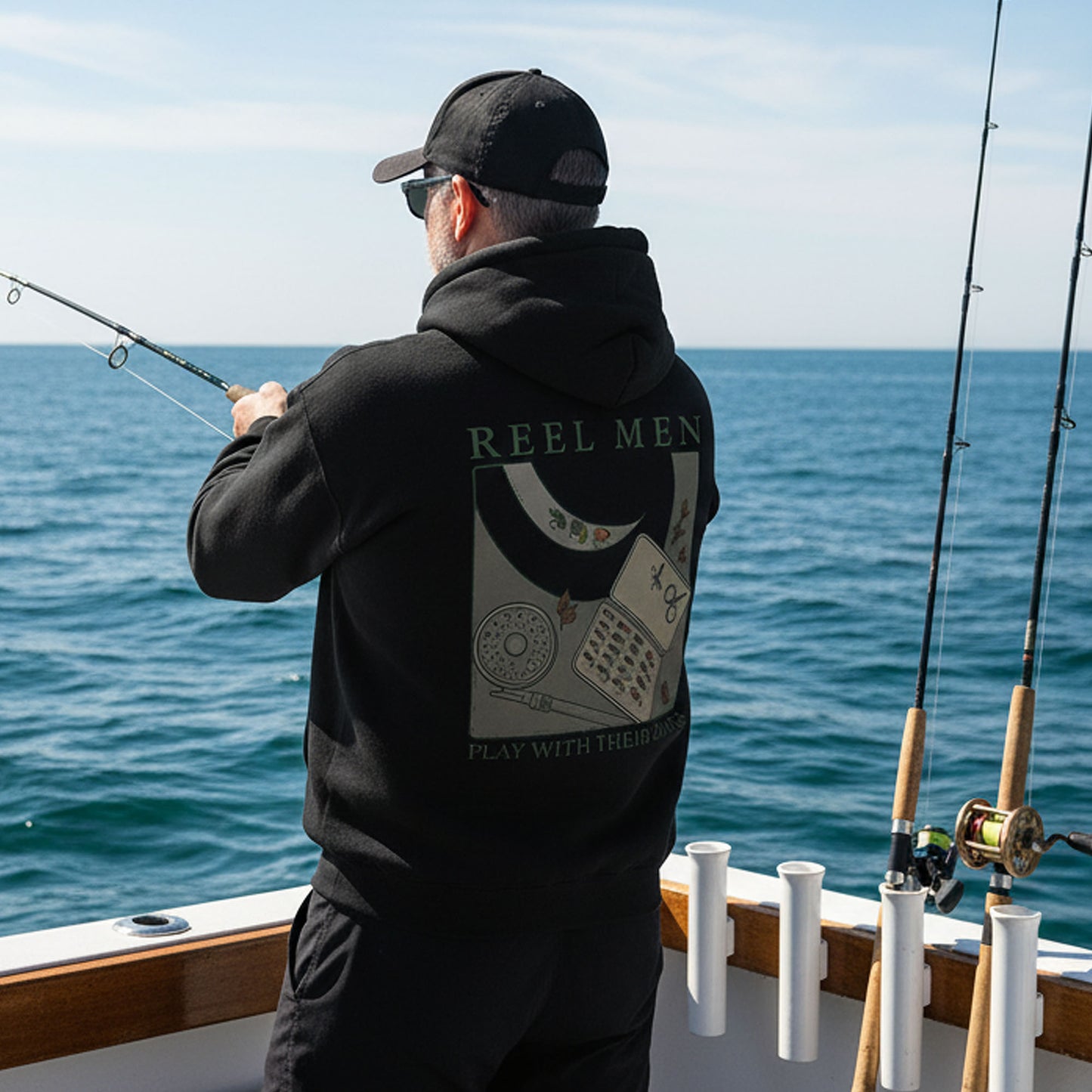 Reel Men Play With Their Flies Hoodie – Funny Fly Fishing Hoodie, Trout Angler Gift, Fly Tying Apparel