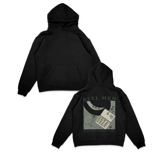 Reel Men Play With Their Flies Hoodie – Funny Fly Fishing Hoodie, Trout Angler Gift, Fly Tying Apparel