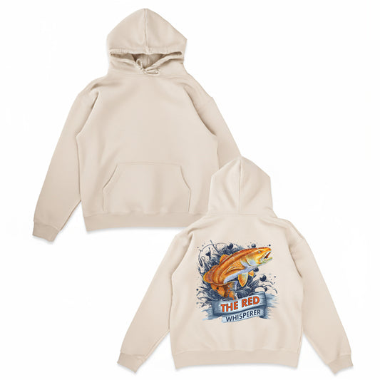 “The Red Whisperer” Fleece Pullover Hoodie – Saltwater Fishing Hoodie for Anglers