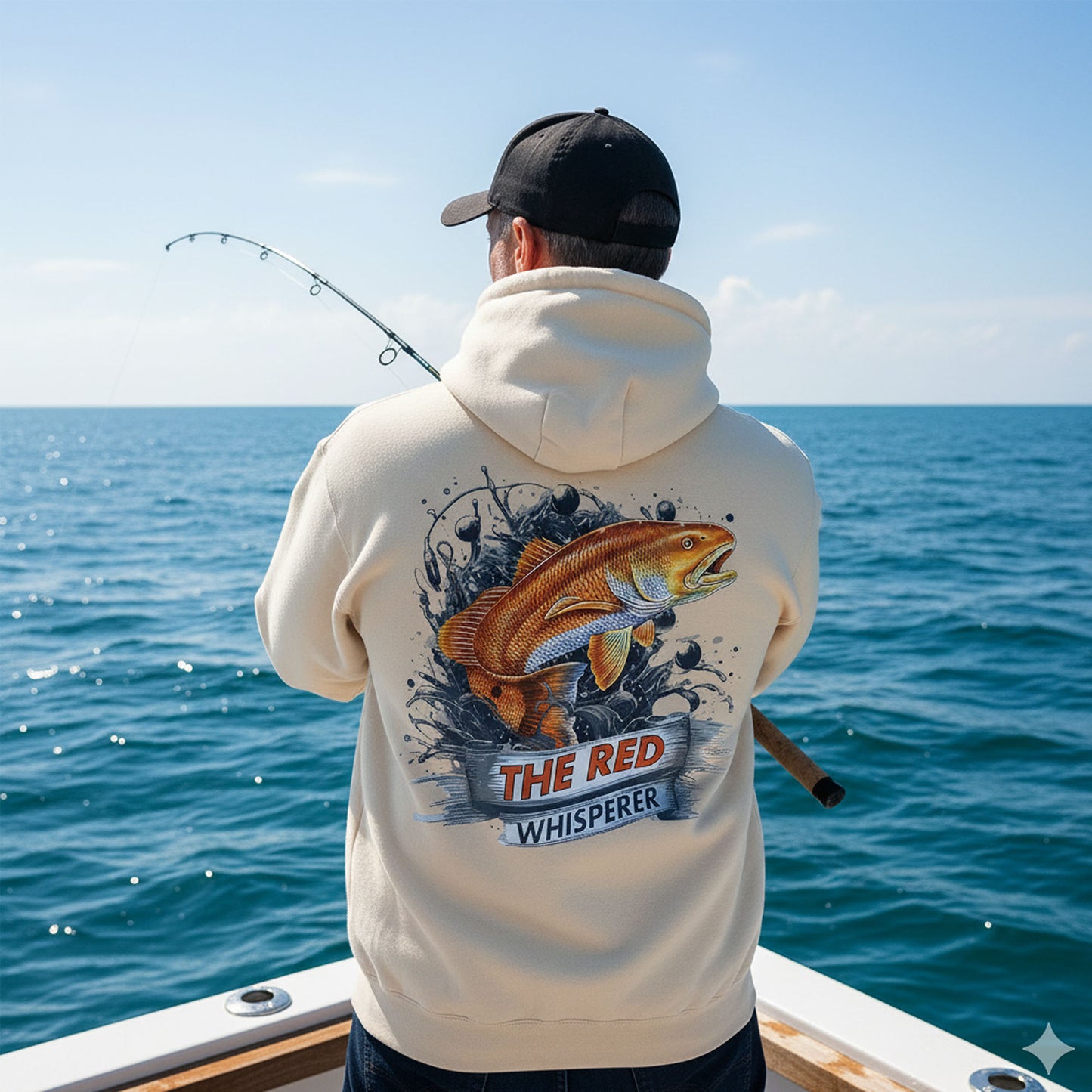 “The Red Whisperer” Fleece Pullover Hoodie – Saltwater Fishing Hoodie for Anglers