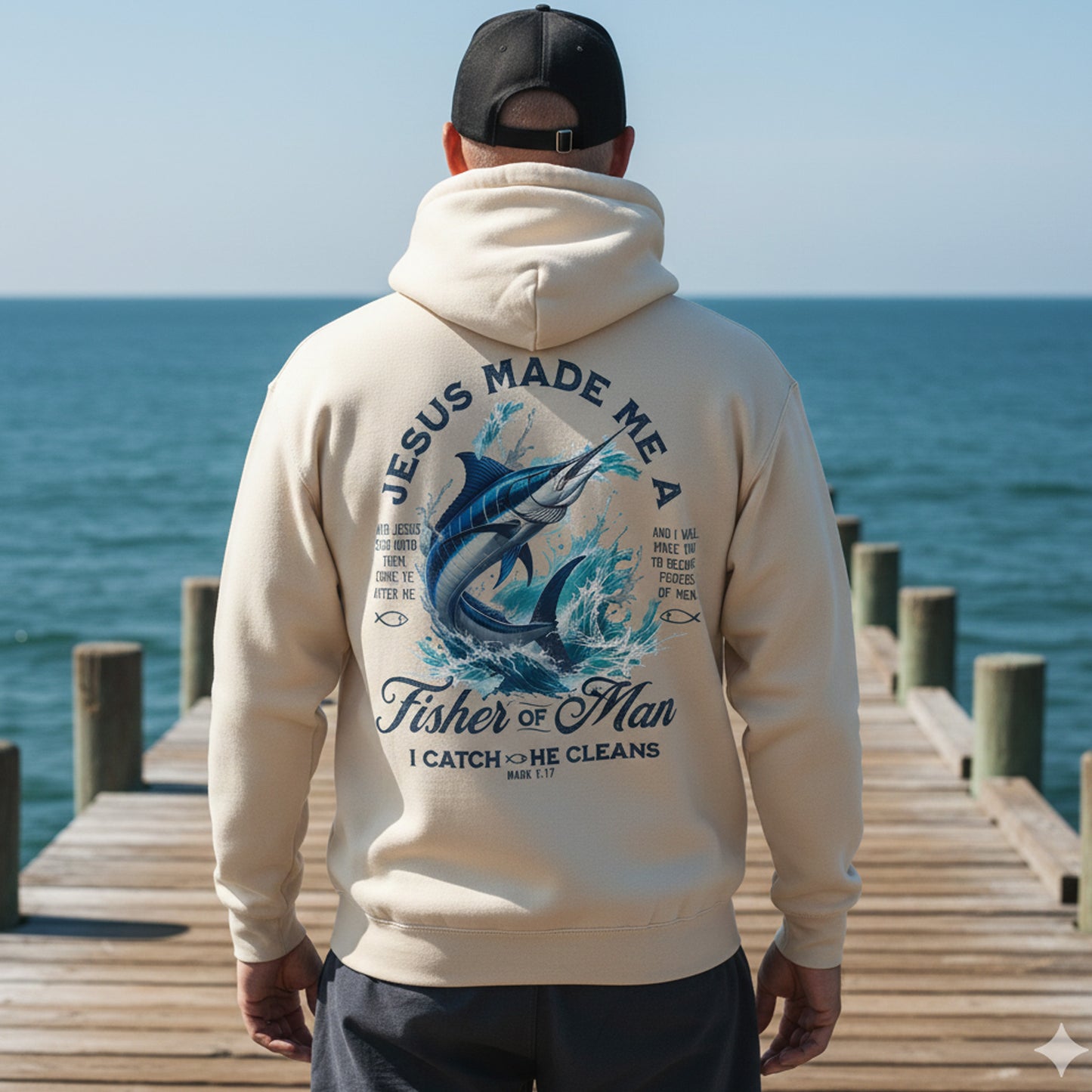Jesus Made Me a Fisher of Man Hoodie – Christian Fishing Hoodie for Men