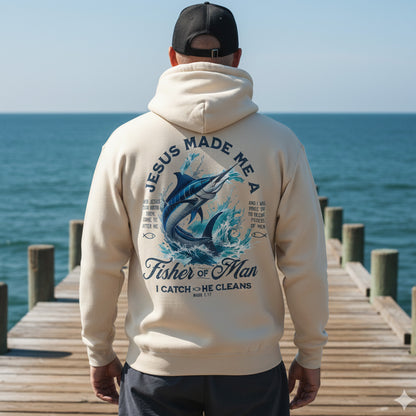 Jesus Made Me a Fisher of Man Hoodie – Christian Fishing Hoodie for Men