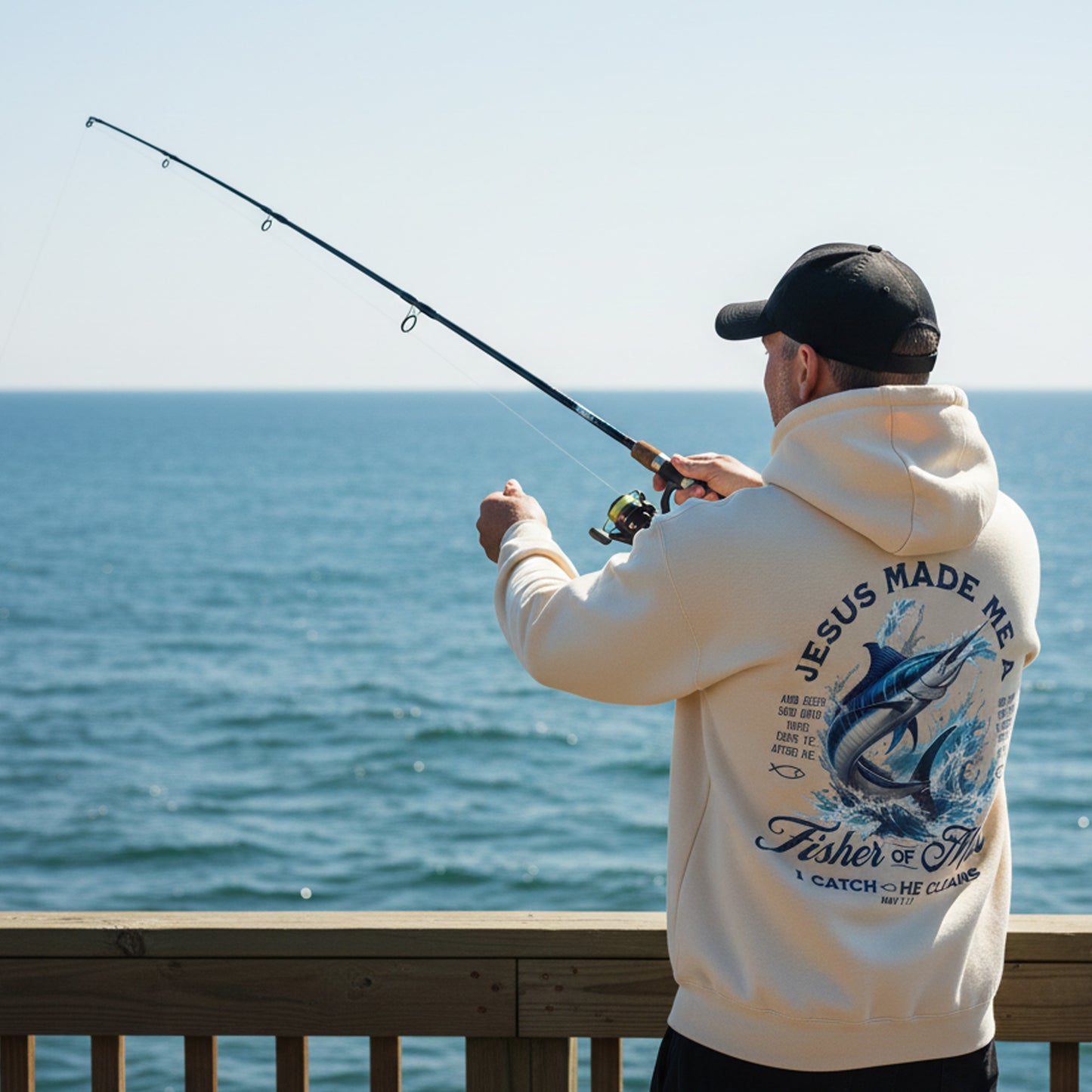 Jesus Made Me a Fisher of Man Hoodie – Christian Fishing Hoodie for Men