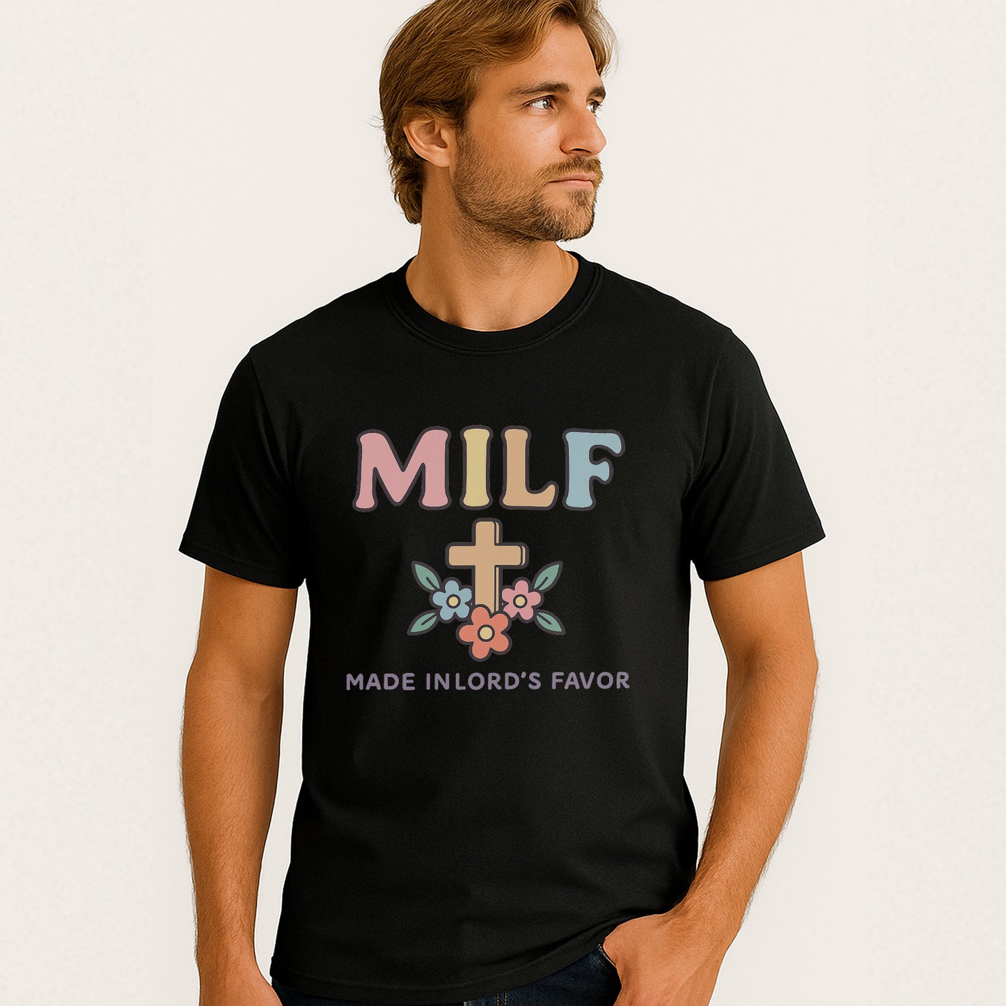 MILF – Made In Lord’s Favor Christian T-Shirt - Funny Baptist Christian Tee - Black - Up To 5XL